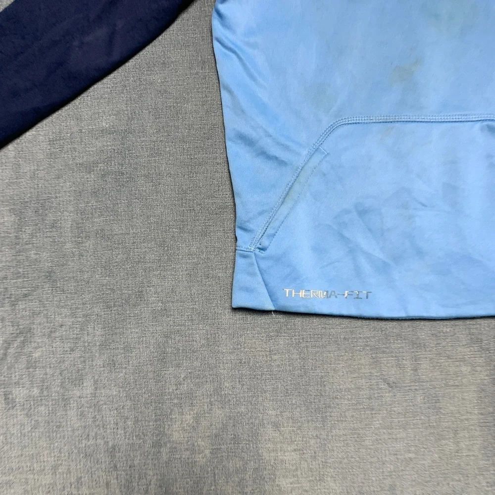 Nike Just Do It Therma Fit Hoodie Boys L Navy Blue Fleece Lined Kangaroo Pockets